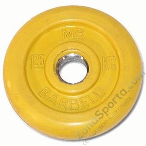 Диск обрезиненый цветной MB Barbell MB26-1,25 d-26мм 1,25кг