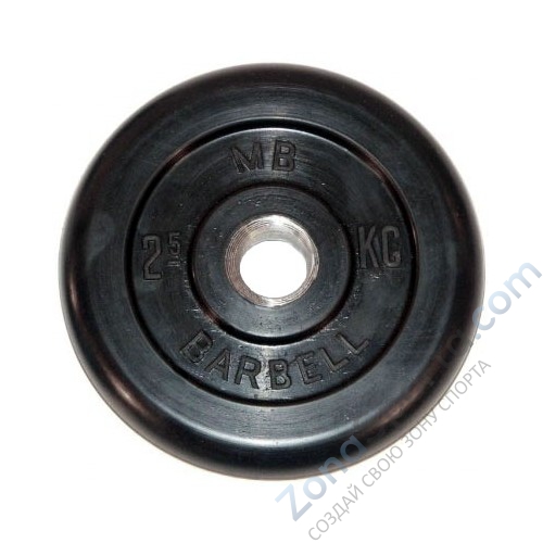 Диск обрезиненный черный MB Barbell MB26-2,5 d-26мм 2,5кг