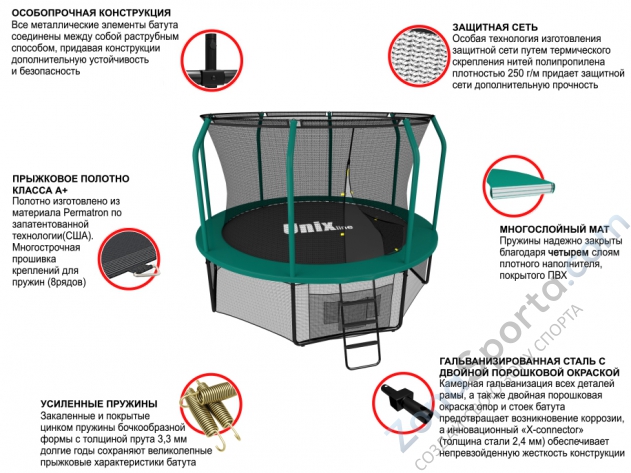 Батут Unix line 10 ft Supreme (Green)