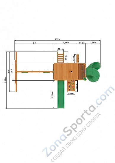 Деревянная детская площадка для дачи Igragrad Шато 2 с трубой (Домик)