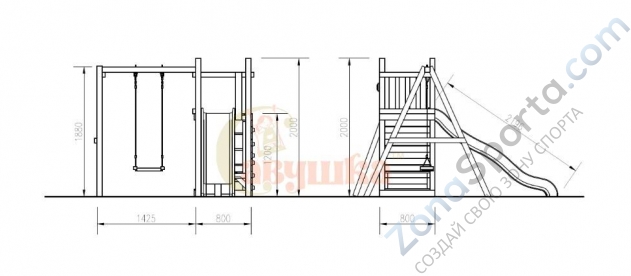 Детская площадка Савушка Мастер 6 с качелями