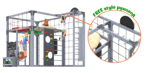 Детская площадка Савушка Куб-2 (Серый) с подушками и коконом