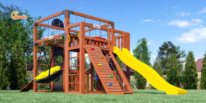 Детская площадка Савушка Куб-3 (Махагон) с подушками