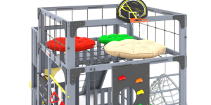 Детская площадка Савушка Куб-3 (Серый) подушками и коконом