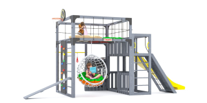 Детская площадка Савушка Куб-3 (Серый) подушками и коконом