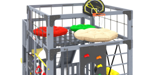 Детская площадка Савушка Куб-3 (Серый) с подушками