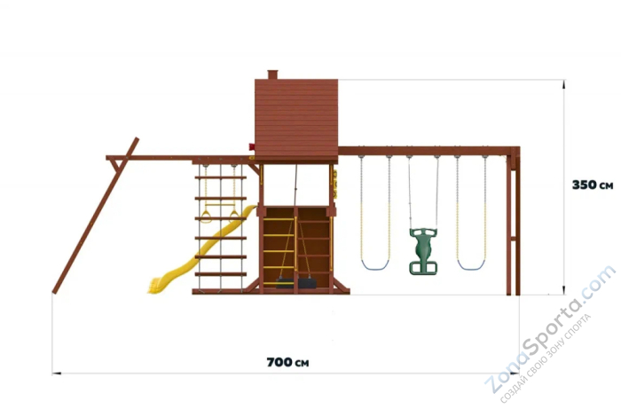 Детский игровой комплекс SunriseStar с деревянной крышей и рукоходом