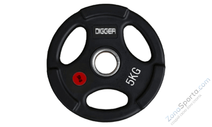 Диск олимпийский обрезиненный 3-х хватовый 5кг Hasttings Digger HD51C1C-5