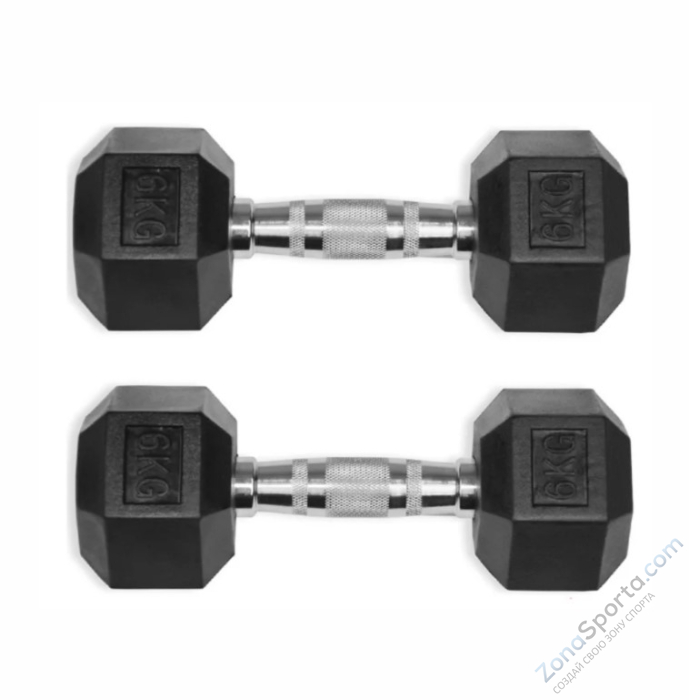 Гексагональные обрезиненные гантели. Ряд от 27,5 до 40 кг UG1013 UltraGym 