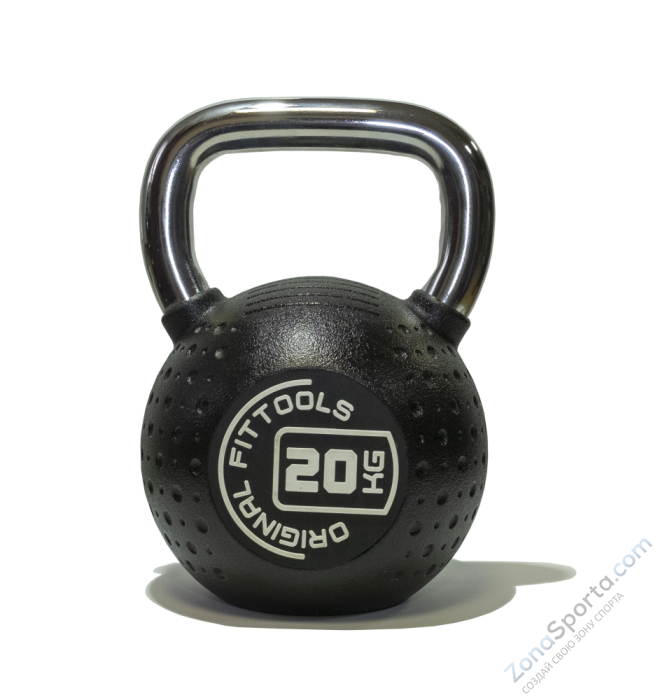 Гиря 20 кг с хромированной ручкой полиуретановая (CPU) Original FitTools