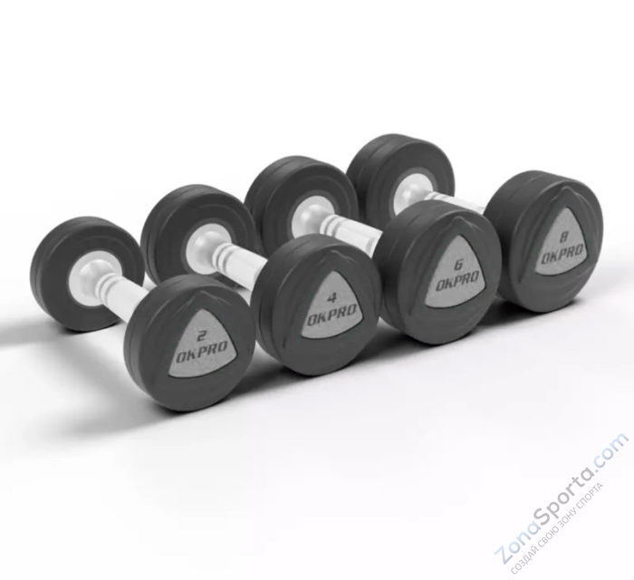 Набор полиуретановых гантелей от 12 до 30 кг (шаг 2 кг) OKPRO OK1032B-12-30-G