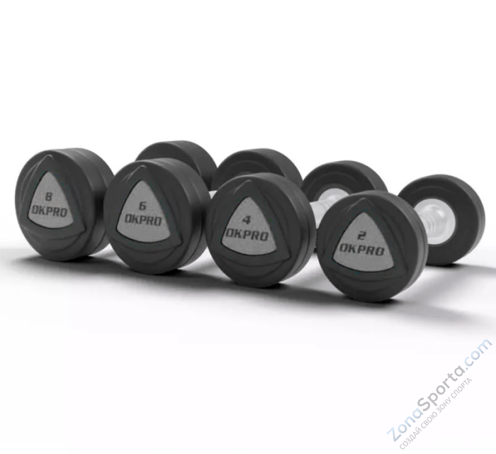 Набор полиуретановых гантелей от 32 до 40 кг (шаг 2 кг) OKPRO OK1032B-32-40-G