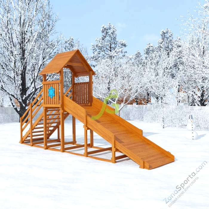 Заливная горка IgraGrad Snow Fox Start с крышей скат 4 м