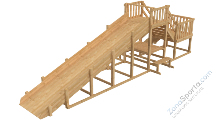 Зимняя деревянная заливная горка Ледянка 2 (без окраски)