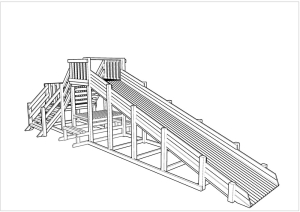 Зимняя деревянная заливная горка Ледянка 2 (без окраски)