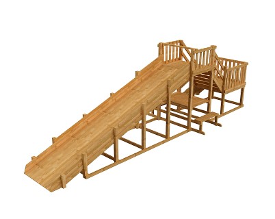 Зимняя деревянная заливная горка Ледянка 2 скат 8х1,5м (пропитка)
