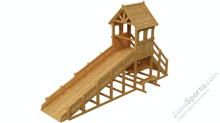 Зимняя деревянная заливная горка Теремок 1 (пропитка)