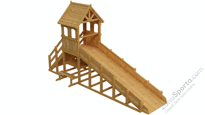 Зимняя деревянная заливная горка Теремок 1 (пропитка)