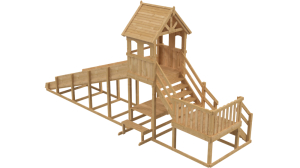 Зимняя деревянная заливная горка Теремок 2 (без окраски)
